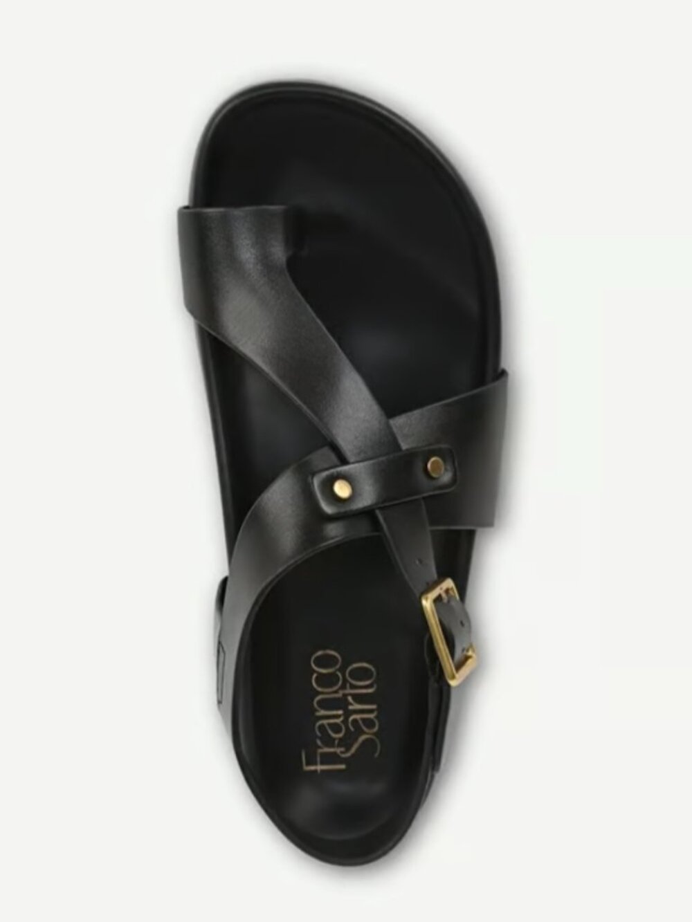 Franco Sarto Blair Black Leather Toe Loop Sandals Women's Size 6 NEW Resort Wear